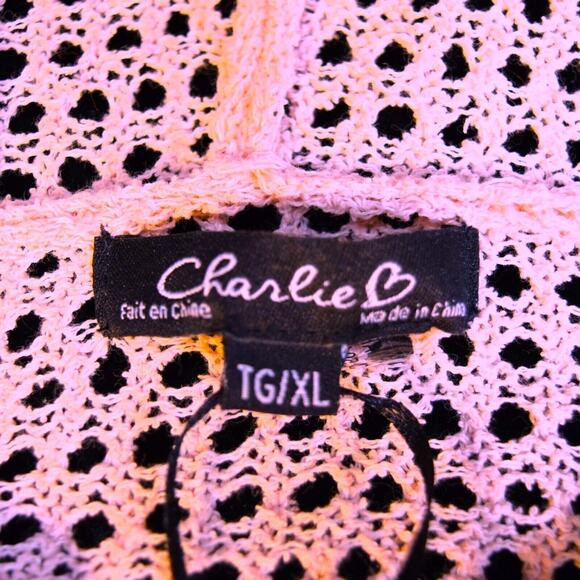 NWT New W/Tag CHARLIE B Pearl Picot Knit Hooded Cardigan Sweater Buttons Size XL - Picture 7 of 9